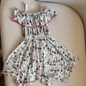 BCBGirls Floral Ruffle Kids Dress - White and Red